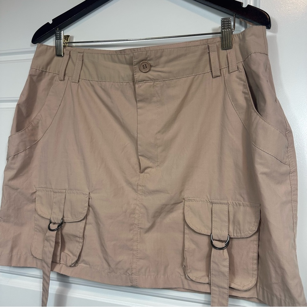 Vintage Y2K Charlotte Russe Tan Classic Utility Cargo Mini Skirt Size XL - Picture 3 of 9